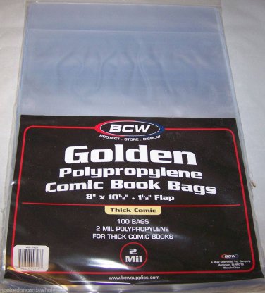 200 BCW Thick Golden Age Comic Bags 8 x 10 1/2