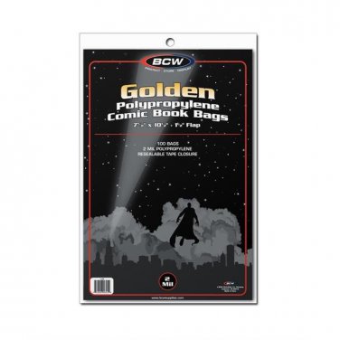 100 BCW Golden Age Comic Book 2-mil Clear Archival Poly Bags 7 5/8 x 10 1/2