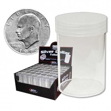 5 BCW Round Clear Plastic Large Silver Dollar 59.4 mm Coin Tubes w/ Screw-On Cap