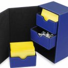 BCW Blue Leatherette Deck Box Vault LX Hold 200 Sleeved BCW Blue Leatherette Deck Box Vault LX Hold 200 Sleeved