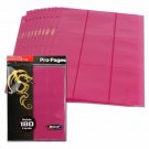 Pack of 10 BCW SIDELOAD PRO 18-POCKET BINDER PAGES - Pink