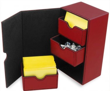 BCW Red Leatherette Deck Box Vault LX Hold 200 Sleeved