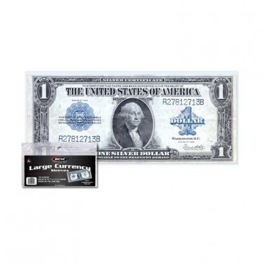1 pack (100) BCW Large Bill Currency Sleeves