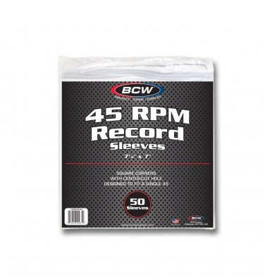 20X BCW Paper Record Sleeves 45 RPM - SQ Corners - With Hole