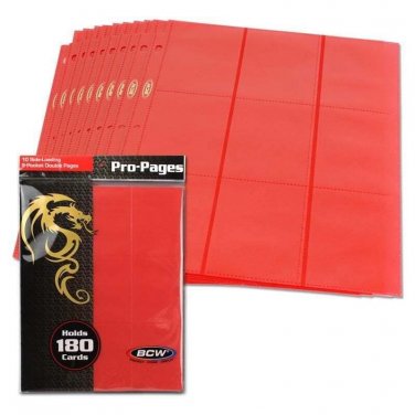 20X BCW Side Loading 18-Pocket Pro Pages - Red