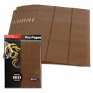 Pack of 10 BCW SIDELOAD PRO 18-POCKET BINDER PAGES - Brown
