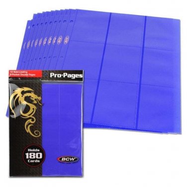 20X BCW Side Loading 18-Pocket Pro Pages - Blue