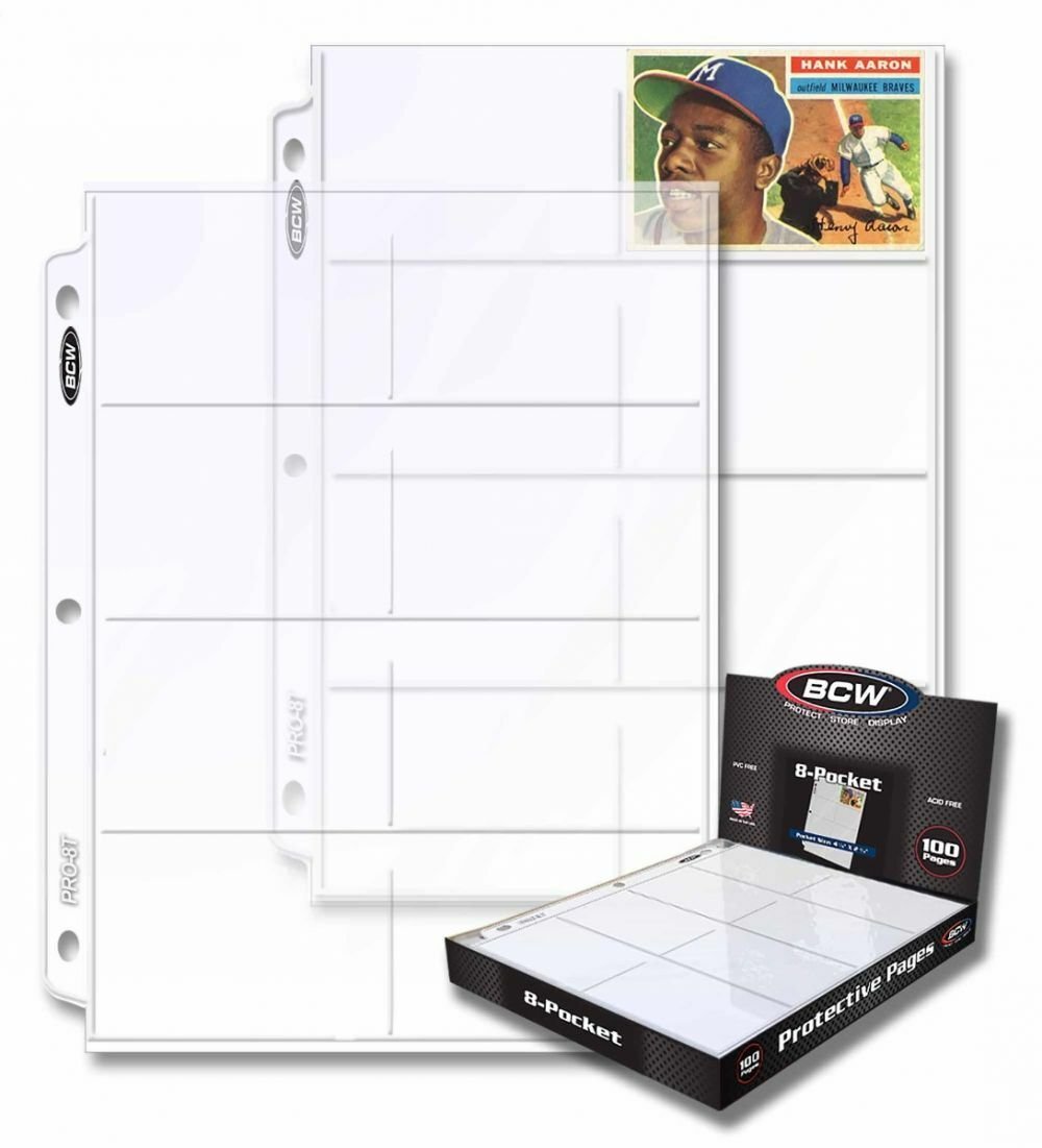 100 BCW PRO 8-POCKET BINDER PAGES