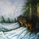 Wolf 24x36 in. stretched Oil Painting Canvas Art Wall Decor modern001