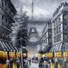 Paris 24x36 in. stretched Oil Painting Canvas Art Wall Decor modern804