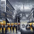 Paris 24x36 in. stretched Oil Painting Canvas Art Wall Decor modern805