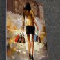 Shopping Girl 24x36 in. stretched Oil Painting Canvas Art Wall Decor modern203