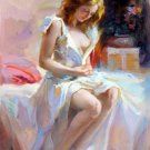 Girl 24x36 in. stretched Oil Painting Canvas Art Wall Decor modern16D