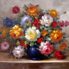 Vase Flower 24x36 in. stretched Oil Painting Canvas Art Wall Decor modern527