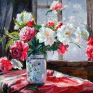 Vase Flower 24x36 in. stretched Oil Painting Canvas Art Wall Decor modern532