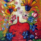 Vase Flower 24x36 in. stretched Oil Painting Canvas Art Wall Decor modern536