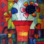 Vase Flower 24x36 in. stretched Oil Painting Canvas Art Wall Decor modern537