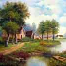 Lakeview 24x36 in. stretched Oil Painting Canvas Art Wall Decor modern018