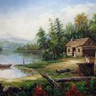 Lakeview 24x36 in. stretched Oil Painting Canvas Art Wall Decor modern019