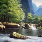 Stream 24x36 in. stretched Oil Painting Canvas Art Wall Decor modern003