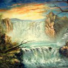 Waterfall 24x36 in. stretched Oil Painting Canvas Art Wall Decor modern201