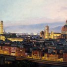 Cityscape 24x36 in. stretched Oil Painting Canvas Art Wall Decor modern001