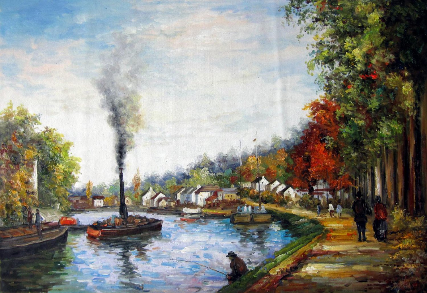 Waterside 24x36 in. stretched Oil Painting Canvas Art Wall Decor modern102