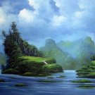 Waterside 24x36 in. stretched Oil Painting Canvas Art Wall Decor modern105