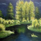 Waterside 24x36 in. stretched Oil Painting Canvas Art Wall Decor modern106