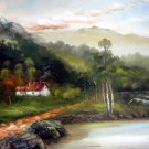 Waterside 24x36 in. stretched Oil Painting Canvas Art Wall Decor modern006