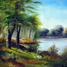 Waterside 24x36 in. stretched Oil Painting Canvas Art Wall Decor modern009
