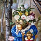 Monkey Wedding 24x36 in. stretched Oil Painting Canvas Art Wall Decor modern007