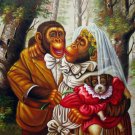 Monkey Wedding 24x36 in. stretched Oil Painting Canvas Art Wall Decor modern008