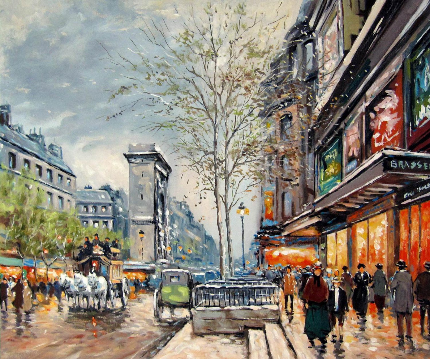Paris 24x36 in. stretched Oil Painting Canvas Art Wall Decor modern05D
