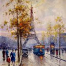 Paris 24x36 in. stretched Oil Painting Canvas Art Wall Decor modern533