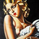 Rep. Tamara De Lempicka 24x36 in. stretched Oil Painting Canvas Art Wall Decor modern11D