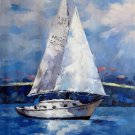 Yacht 24x36 in. stretched Oil Painting Canvas Art Wall Decor modern023