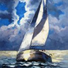 Yacht 24x36 in. stretched Oil Painting Canvas Art Wall Decor modern28D