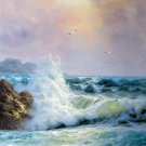 Seawave 24x36 in. stretched Oil Painting Canvas Art Wall Decor modern315