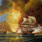 Naval battle 24x36 in. stretched Oil Painting Canvas Art Wall Decor modern105