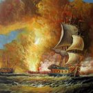 Naval battle 24x36 in. stretched Oil Painting Canvas Art Wall Decor modern106