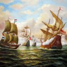Naval battle 24x36 in. stretched Oil Painting Canvas Art Wall Decor modern114