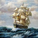 Tall ship sailing 24x36 in. stretched Oil Painting Canvas Art Wall Decor modern107