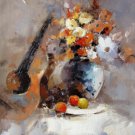Flower and instrument 24x36 in. stretched Oil Painting Canvas Art Wall Decor modern003