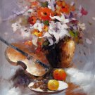 Flower and instrument 24x36 in. stretched Oil Painting Canvas Art Wall Decor modern004