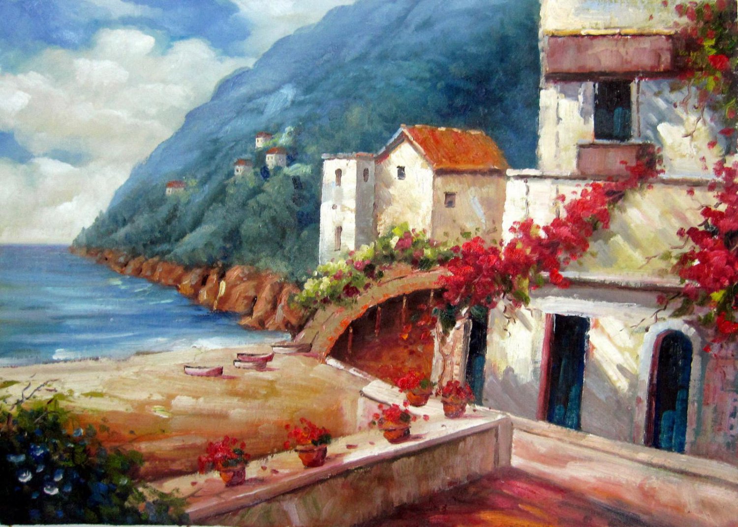 Seaside 20x28 in. stretched Oil Painting Canvas Art Wall Decor modern002