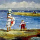 play at the beach 20x24 in. stretched Oil Painting Canvas Art Wall Decor modern204