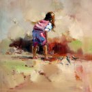 play at the beach 20x24 in. stretched Oil Painting Canvas Art Wall Decor modern217