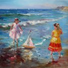 play at the beach 20x24 in. stretched Oil Painting Canvas Art Wall Decor modern238