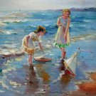 play at the beach 20x24 in. stretched Oil Painting Canvas Art Wall Decor modern240